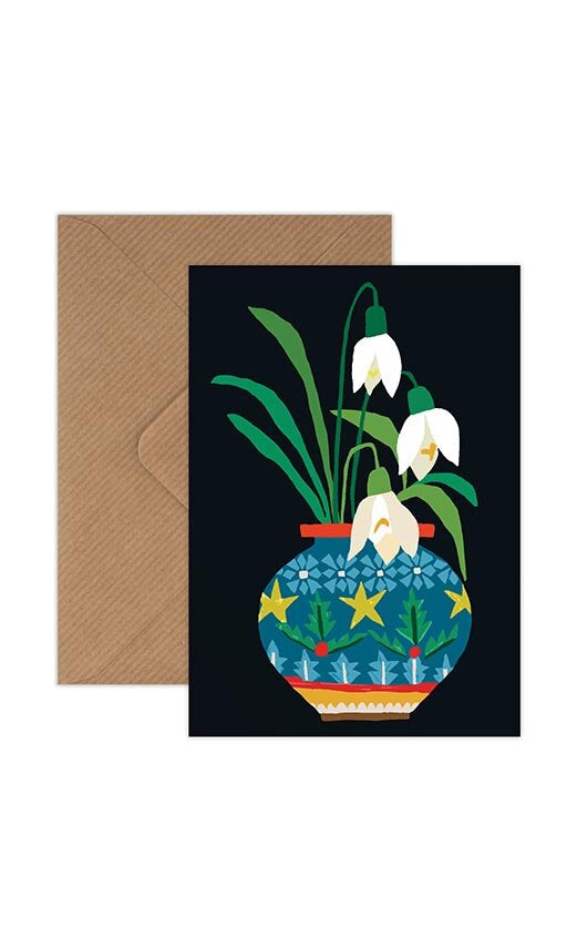 Christmas Mini Card Pack - Festive Candle & Snowdrops.