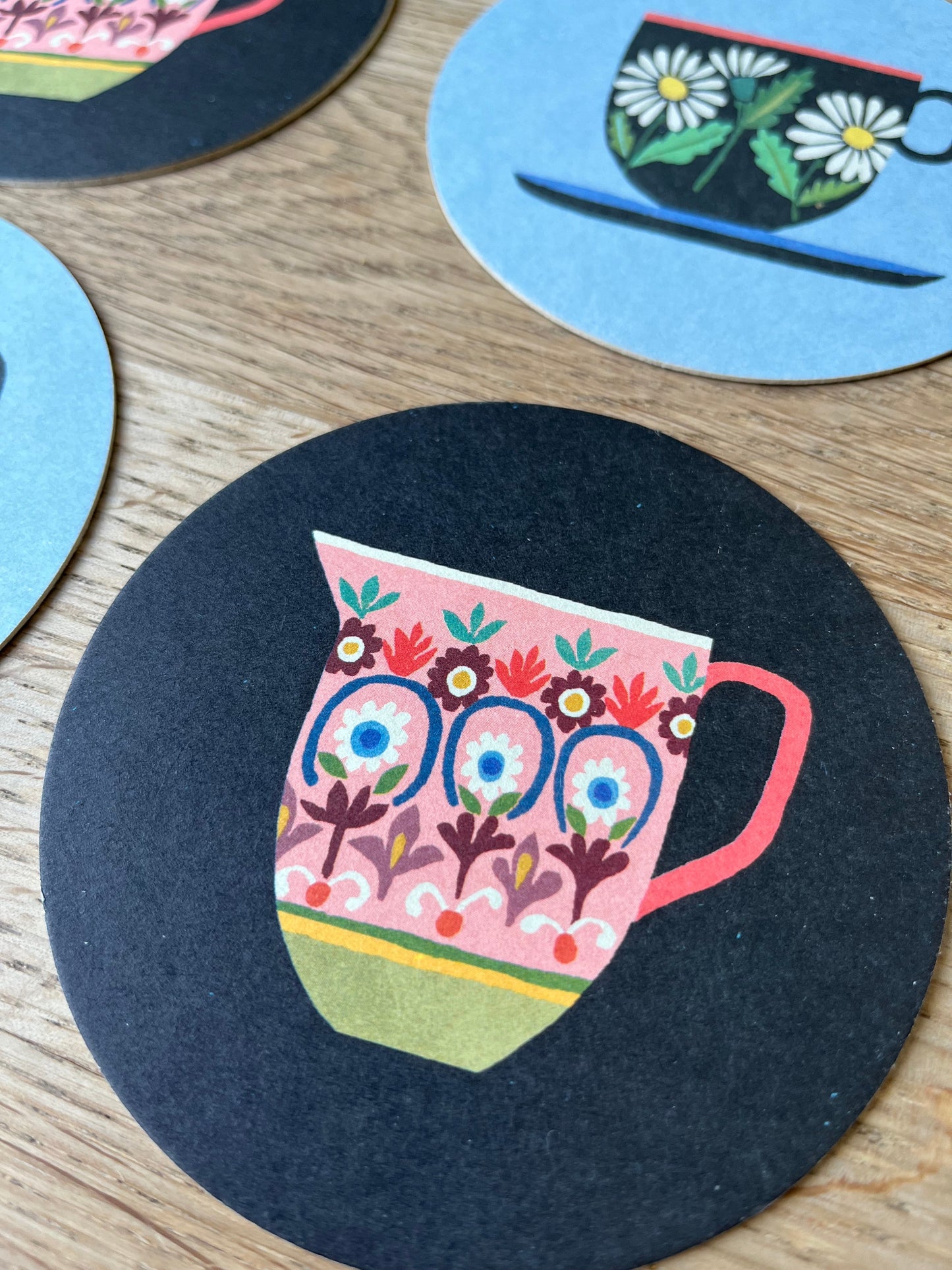 Drinks Coasters- reversible designs- Cup & Jug