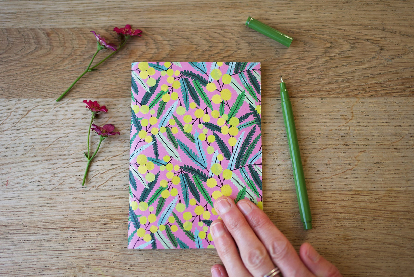 Pink Mimosa A6 Notebook
