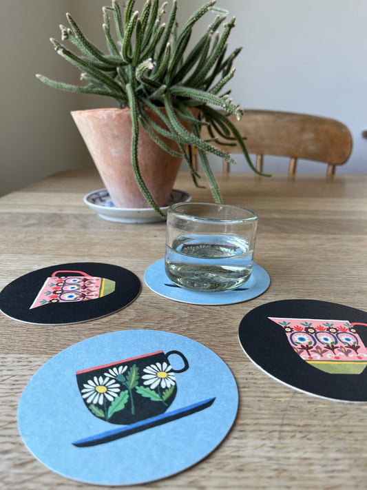 Drinks Coasters- reversible designs- Cup & Jug